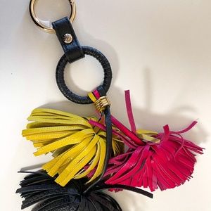 Henri Bendel Leather Pom Pom key-Charm